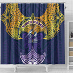Personalized Melbourne Storm Shower Curtain Polynesian Tribal Pattern Style