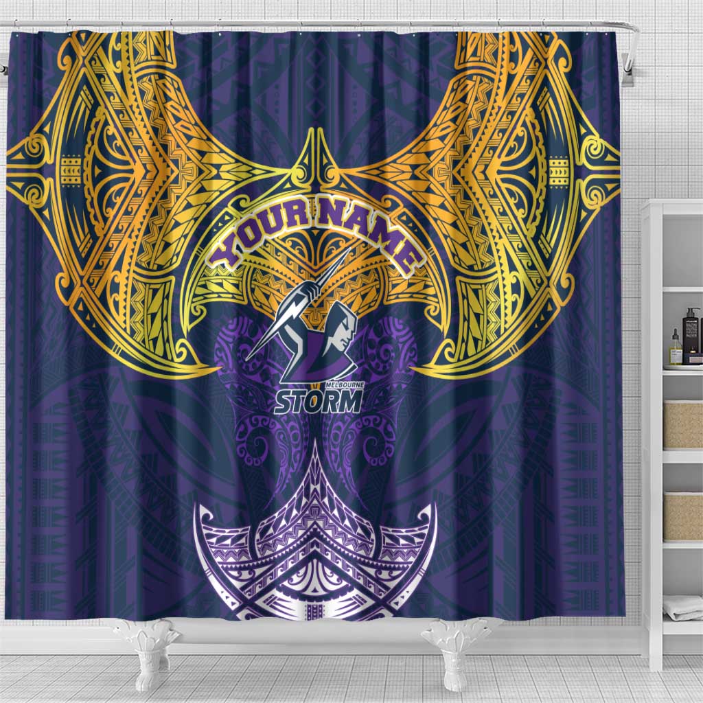 Personalized Melbourne Storm Shower Curtain Polynesian Tribal Pattern Style