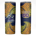 Personalized Melbourne Storm Skinny Tumbler Polynesian Tribal Pattern Style