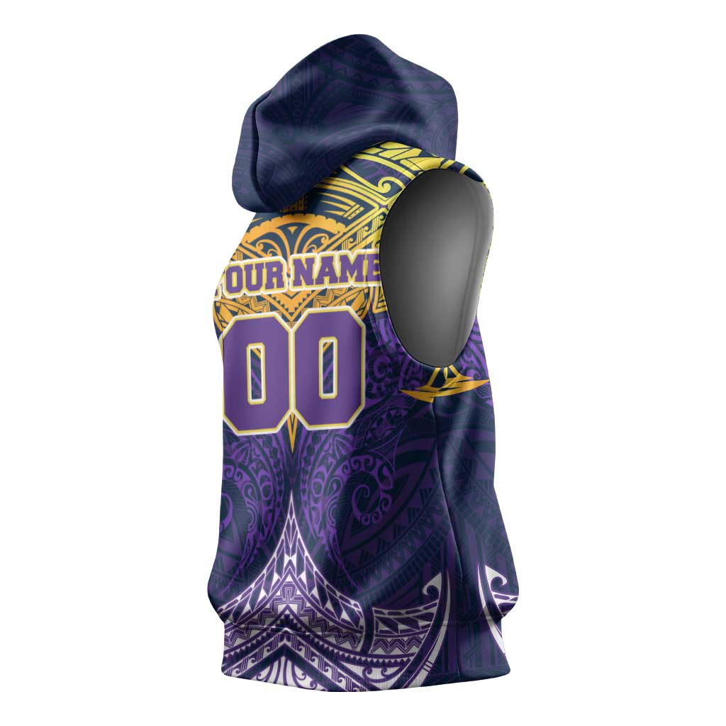 Personalized Melbourne Storm Sleeveless Hoodie Polynesian Tribal Pattern Style