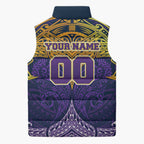 Personalized Melbourne Storm Sleeveless Puffer Jacket Polynesian Tribal Pattern Style