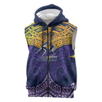 Personalized Melbourne Storm Sleeveless Zip Hoodie Polynesian Tribal Pattern Style