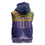 Personalized Melbourne Storm Sleeveless Zip Hoodie Polynesian Tribal Pattern Style