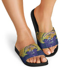 Personalized Melbourne Storm Slide Sandals Polynesian Tribal Pattern Style
