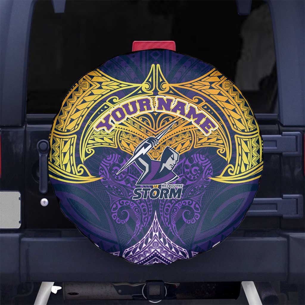 Personalized Melbourne Storm Spare Tire Cover Polynesian Tribal Pattern Style