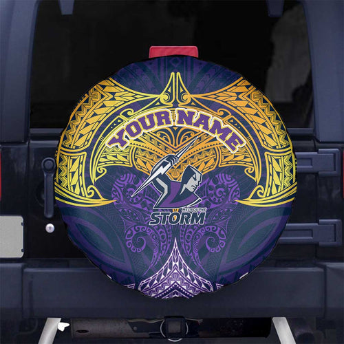 Personalized Melbourne Storm Spare Tire Cover Polynesian Tribal Pattern Style