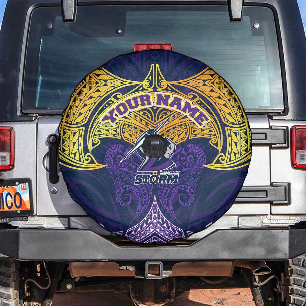 Personalized Melbourne Storm Spare Tire Cover Polynesian Tribal Pattern Style