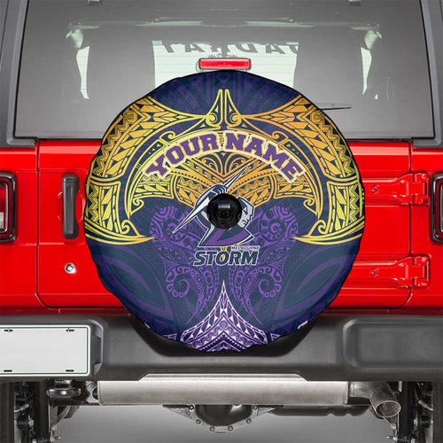 Personalized Melbourne Storm Spare Tire Cover Polynesian Tribal Pattern Style