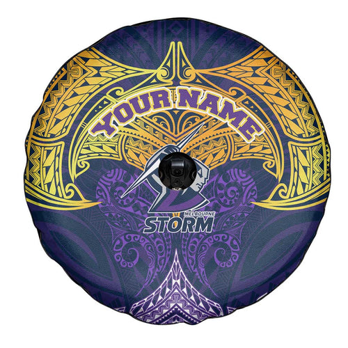 Personalized Melbourne Storm Spare Tire Cover Polynesian Tribal Pattern Style