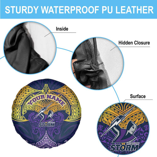 Personalized Melbourne Storm Spare Tire Cover Polynesian Tribal Pattern Style