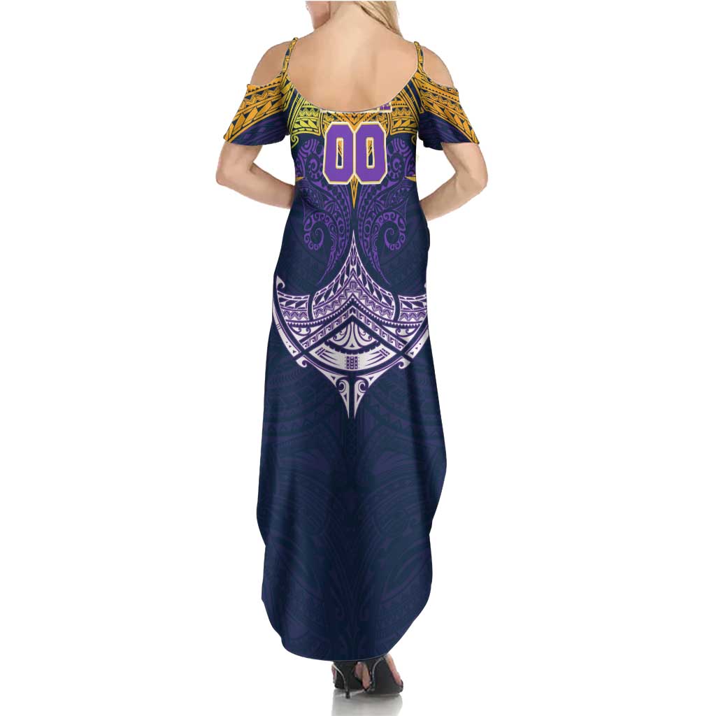 Personalized Melbourne Storm Summer Maxi Dress Polynesian Tribal Pattern Style