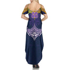 Personalized Melbourne Storm Summer Maxi Dress Polynesian Tribal Pattern Style