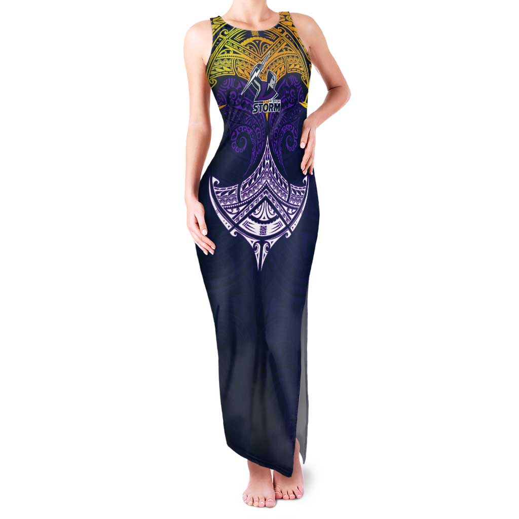 Personalized Melbourne Storm Tank Maxi Dress Polynesian Tribal Pattern Style