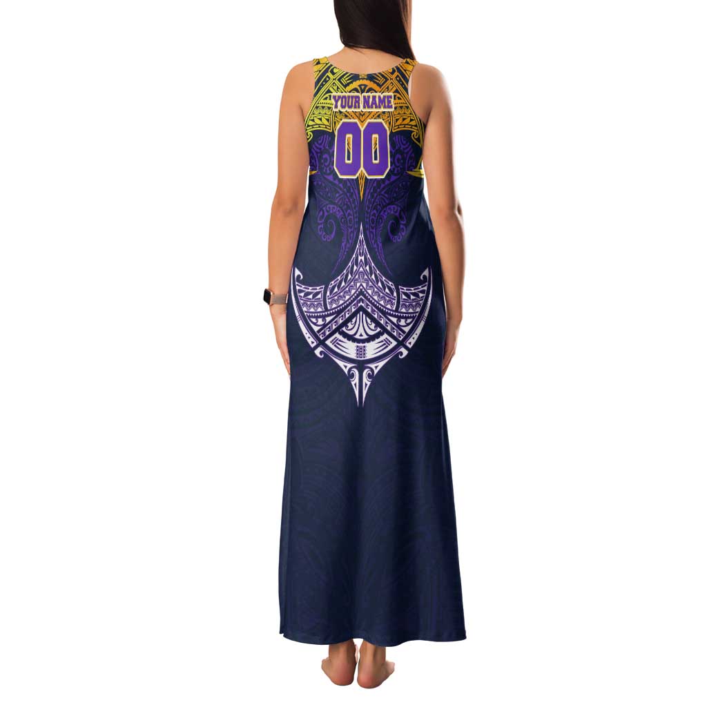 Personalized Melbourne Storm Tank Maxi Dress Polynesian Tribal Pattern Style