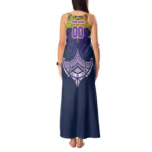 Personalized Melbourne Storm Tank Maxi Dress Polynesian Tribal Pattern Style