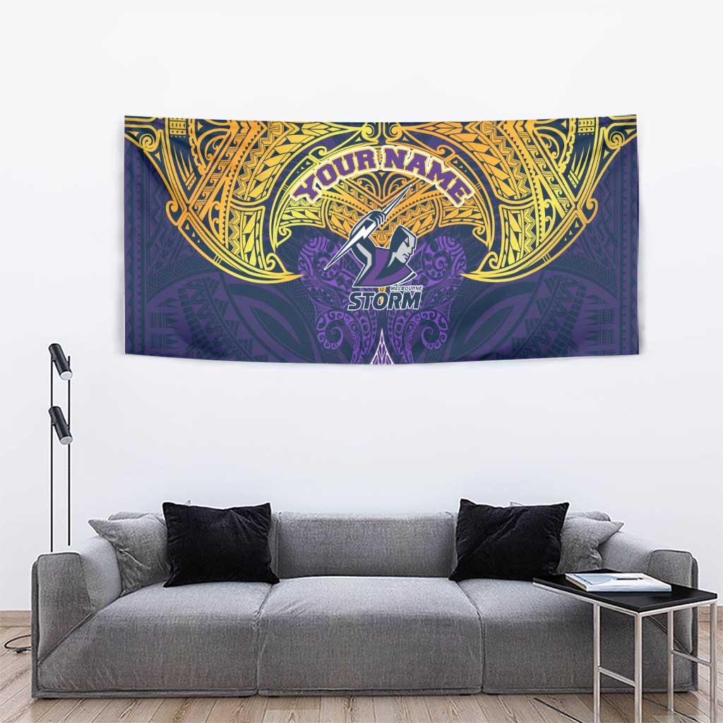 Personalized Melbourne Storm Tapestry Polynesian Tribal Pattern Style