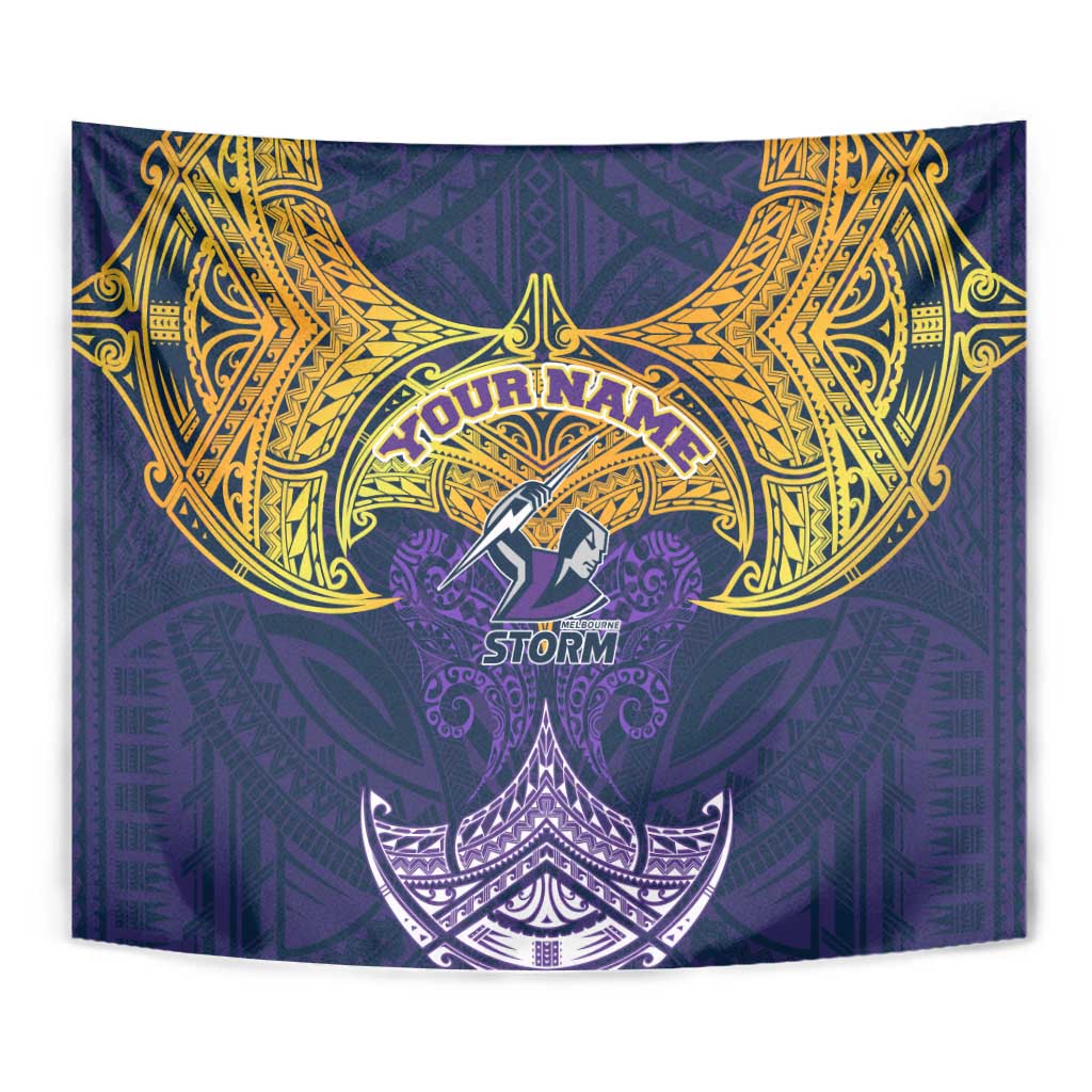 Personalized Melbourne Storm Tapestry Polynesian Tribal Pattern Style