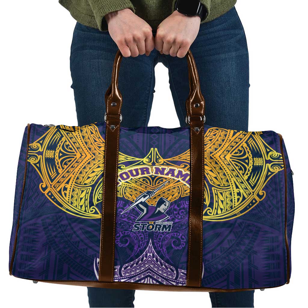 Personalized Melbourne Storm Travel Bag Polynesian Tribal Pattern Style