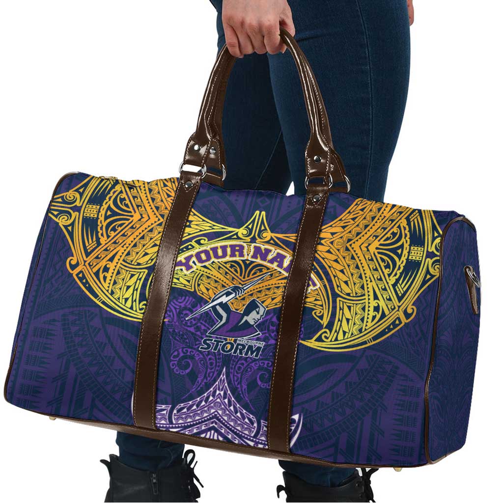 Personalized Melbourne Storm Travel Bag Polynesian Tribal Pattern Style