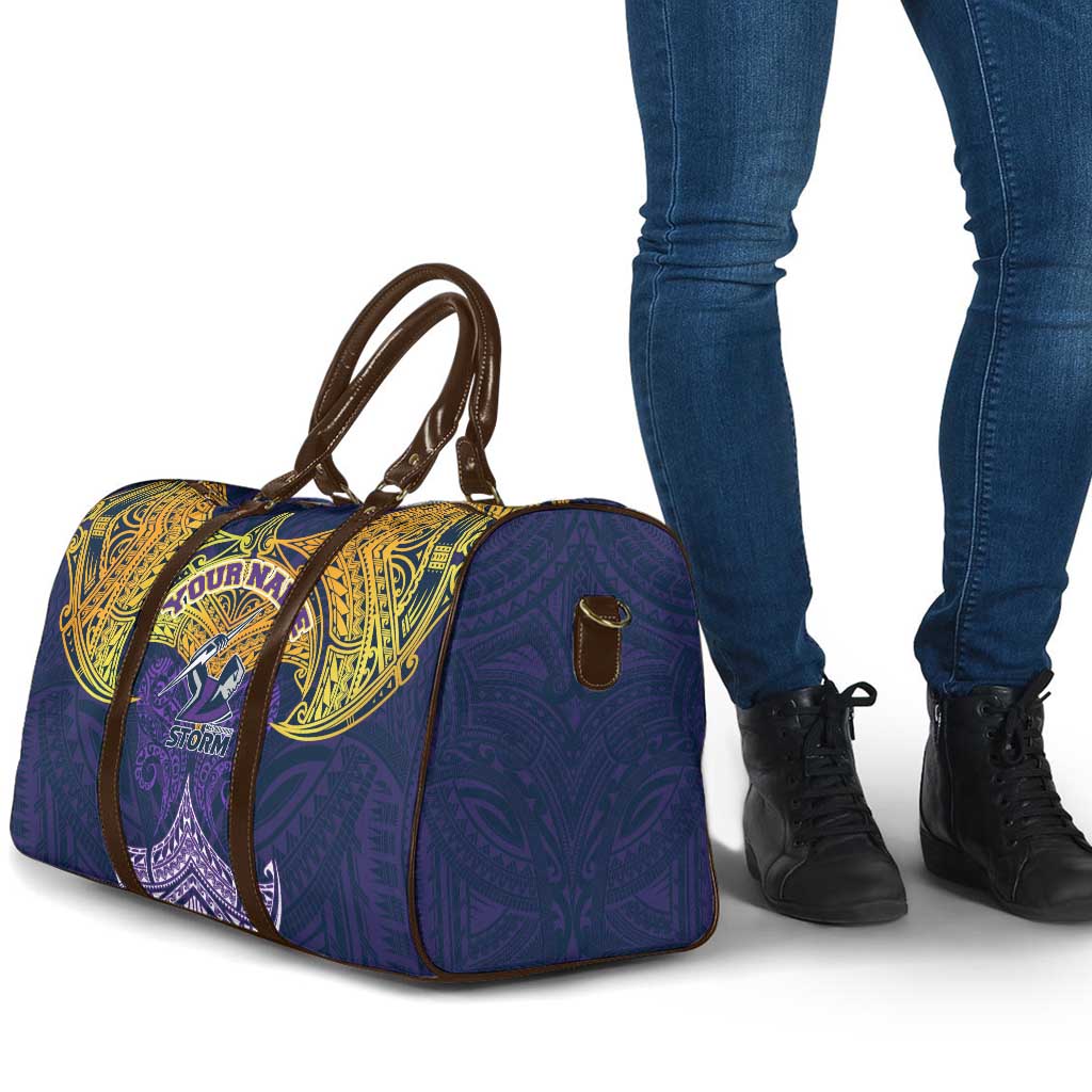 Personalized Melbourne Storm Travel Bag Polynesian Tribal Pattern Style