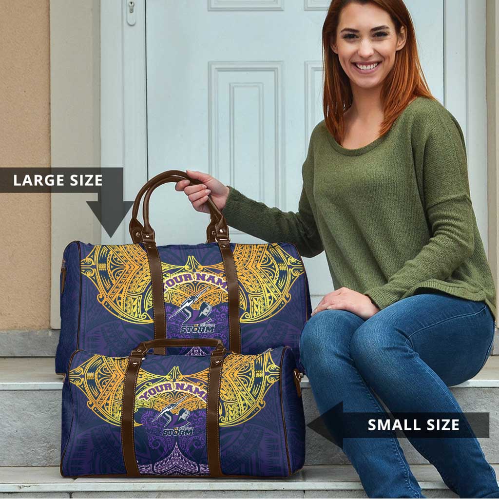 Personalized Melbourne Storm Travel Bag Polynesian Tribal Pattern Style