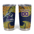 Personalized Melbourne Storm Tumbler Cup Polynesian Tribal Pattern Style