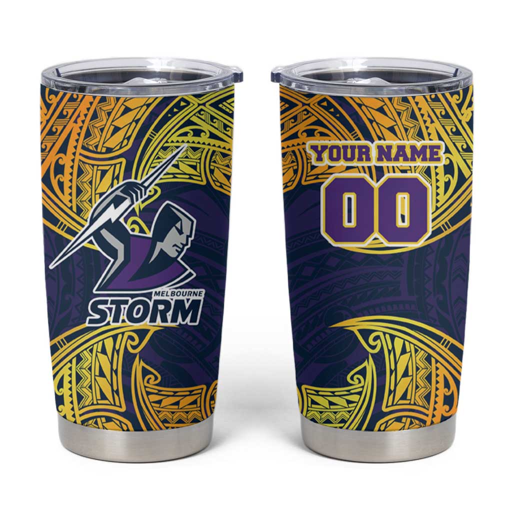 Personalized Melbourne Storm Tumbler Cup Polynesian Tribal Pattern Style