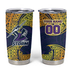 Personalized Melbourne Storm Tumbler Cup Polynesian Tribal Pattern Style