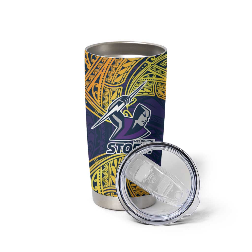 Personalized Melbourne Storm Tumbler Cup Polynesian Tribal Pattern Style