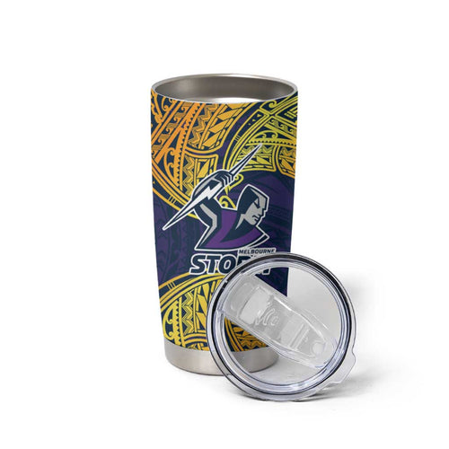 Personalized Melbourne Storm Tumbler Cup Polynesian Tribal Pattern Style