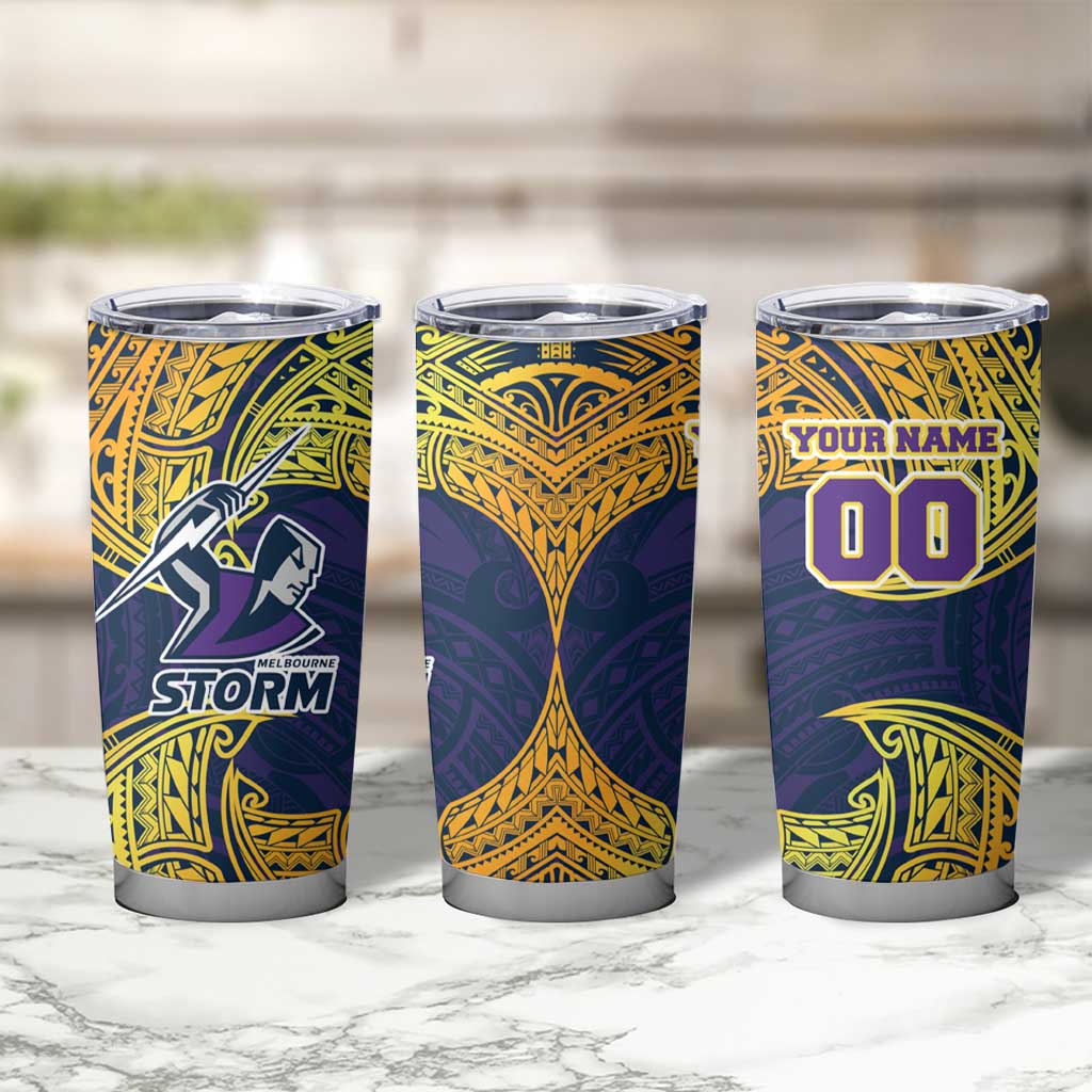 Personalized Melbourne Storm Tumbler Cup Polynesian Tribal Pattern Style