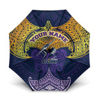 Personalized Melbourne Storm Umbrella Polynesian Tribal Pattern Style