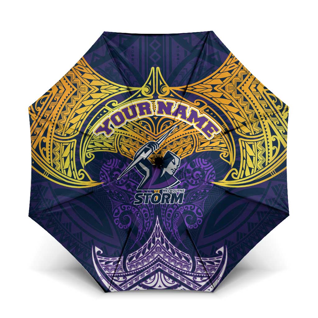 Personalized Melbourne Storm Umbrella Polynesian Tribal Pattern Style