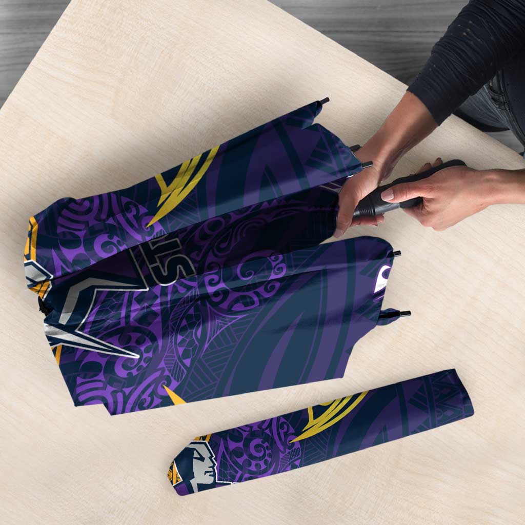 Personalized Melbourne Storm Umbrella Polynesian Tribal Pattern Style