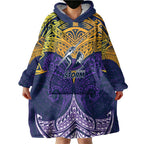 Personalized Melbourne Storm Wearable Blanket Hoodie Polynesian Tribal Pattern Style
