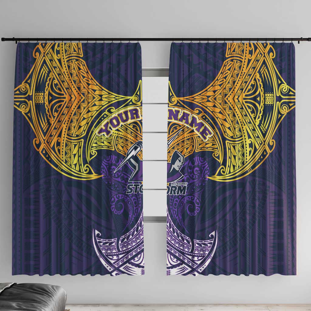 Personalized Melbourne Storm Window Curtain Polynesian Tribal Pattern Style