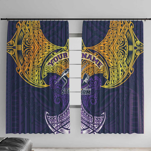Personalized Melbourne Storm Window Curtain Polynesian Tribal Pattern Style