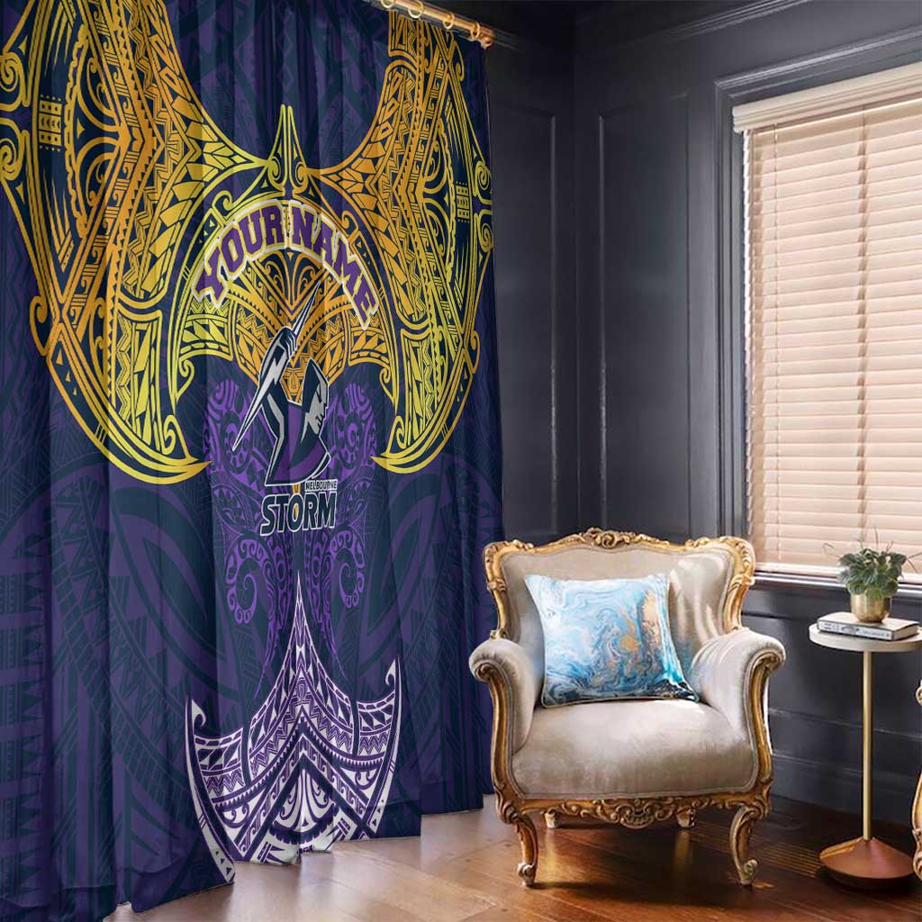 Personalized Melbourne Storm Window Curtain Polynesian Tribal Pattern Style
