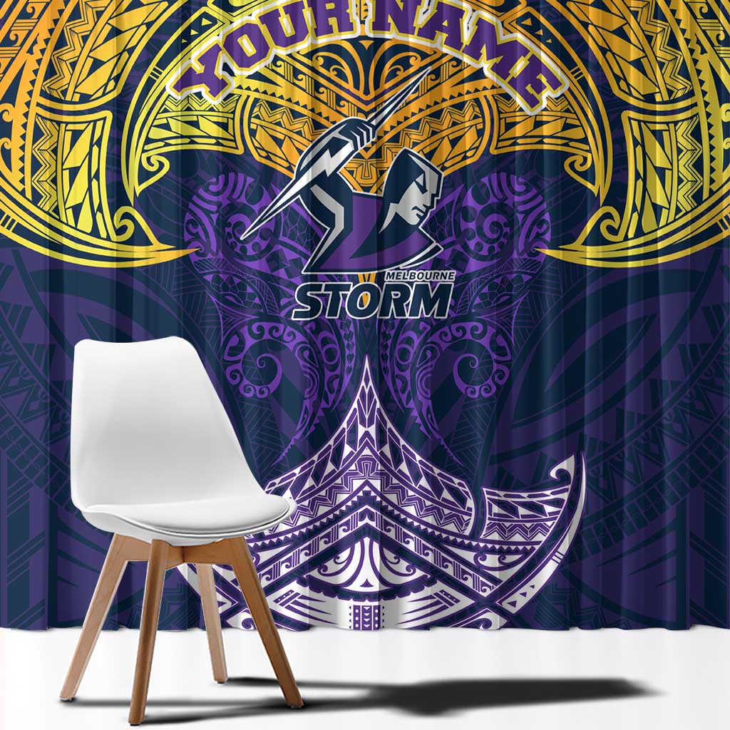 Personalized Melbourne Storm Window Curtain Polynesian Tribal Pattern Style