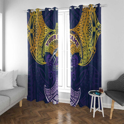 Personalized Melbourne Storm Window Curtain Polynesian Tribal Pattern Style