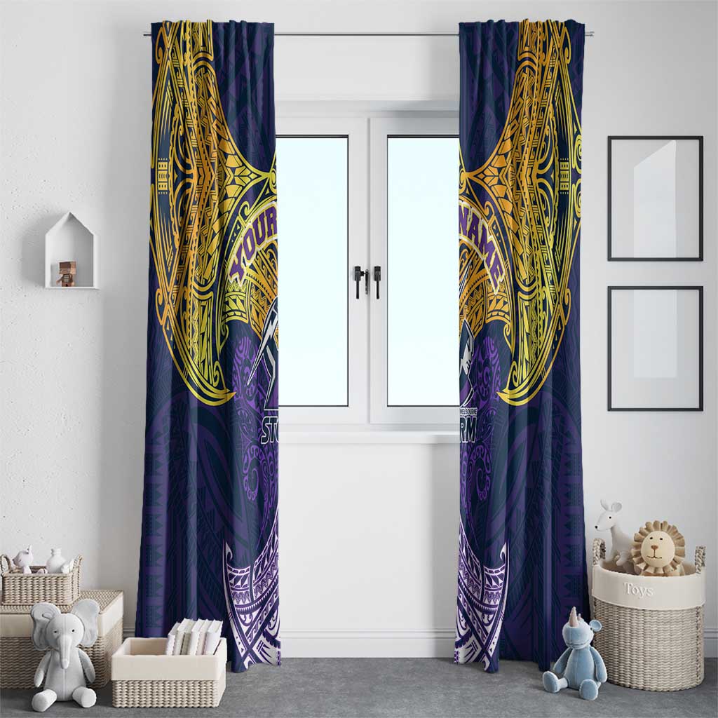 Personalized Melbourne Storm Window Curtain Polynesian Tribal Pattern Style