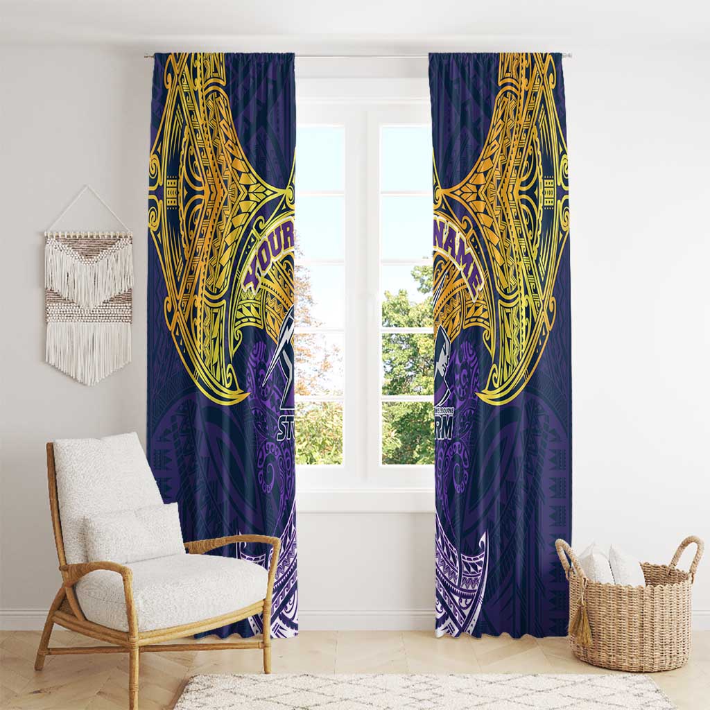 Personalized Melbourne Storm Window Curtain Polynesian Tribal Pattern Style