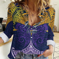 Personalized Melbourne Storm Women Casual Shirt Polynesian Tribal Pattern Style