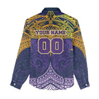 Personalized Melbourne Storm Women Casual Shirt Polynesian Tribal Pattern Style