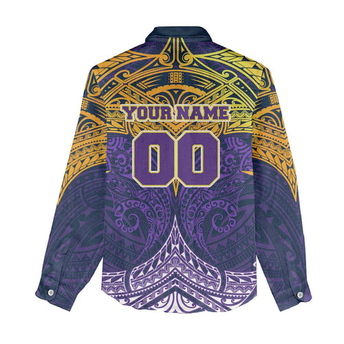 Personalized Melbourne Storm Women Casual Shirt Polynesian Tribal Pattern Style
