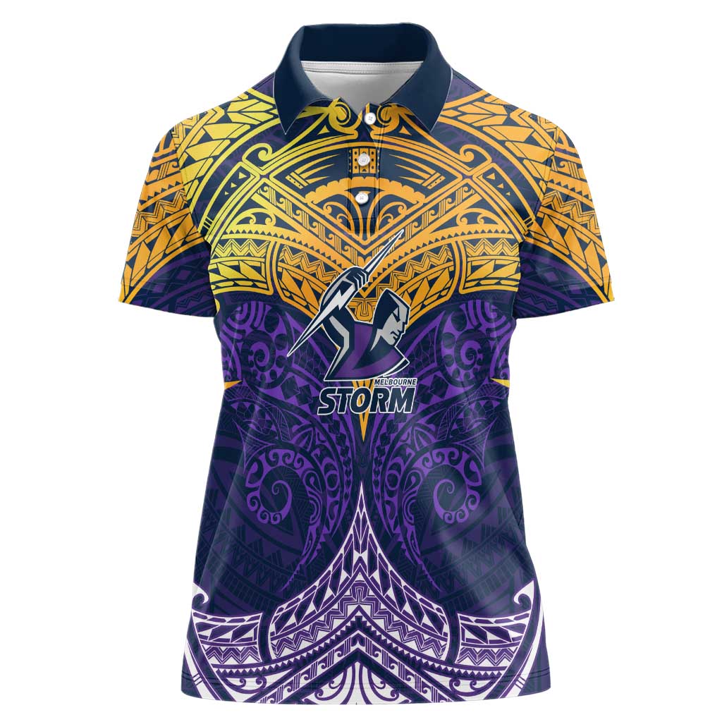 Personalized Melbourne Storm Women Polo Shirt Polynesian Tribal Pattern Style