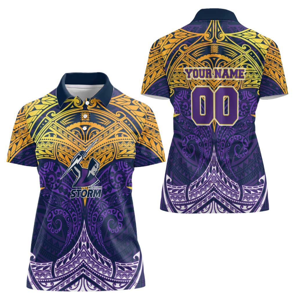 Personalized Melbourne Storm Women Polo Shirt Polynesian Tribal Pattern Style