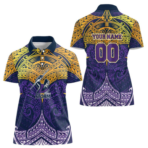Personalized Melbourne Storm Women Polo Shirt Polynesian Tribal Pattern Style