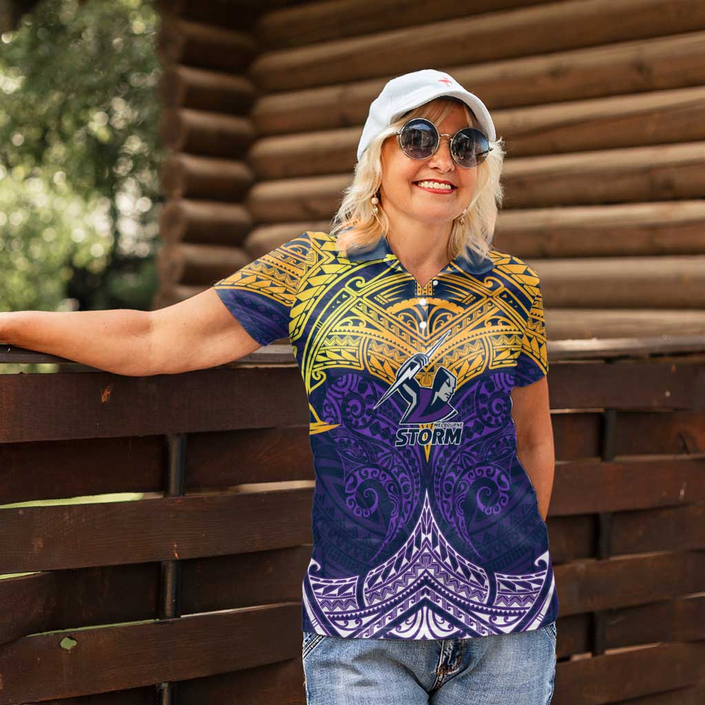Personalized Melbourne Storm Women Polo Shirt Polynesian Tribal Pattern Style