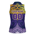Personalized Melbourne Storm Women Sleeveless Polo Shirt Polynesian Tribal Pattern Style